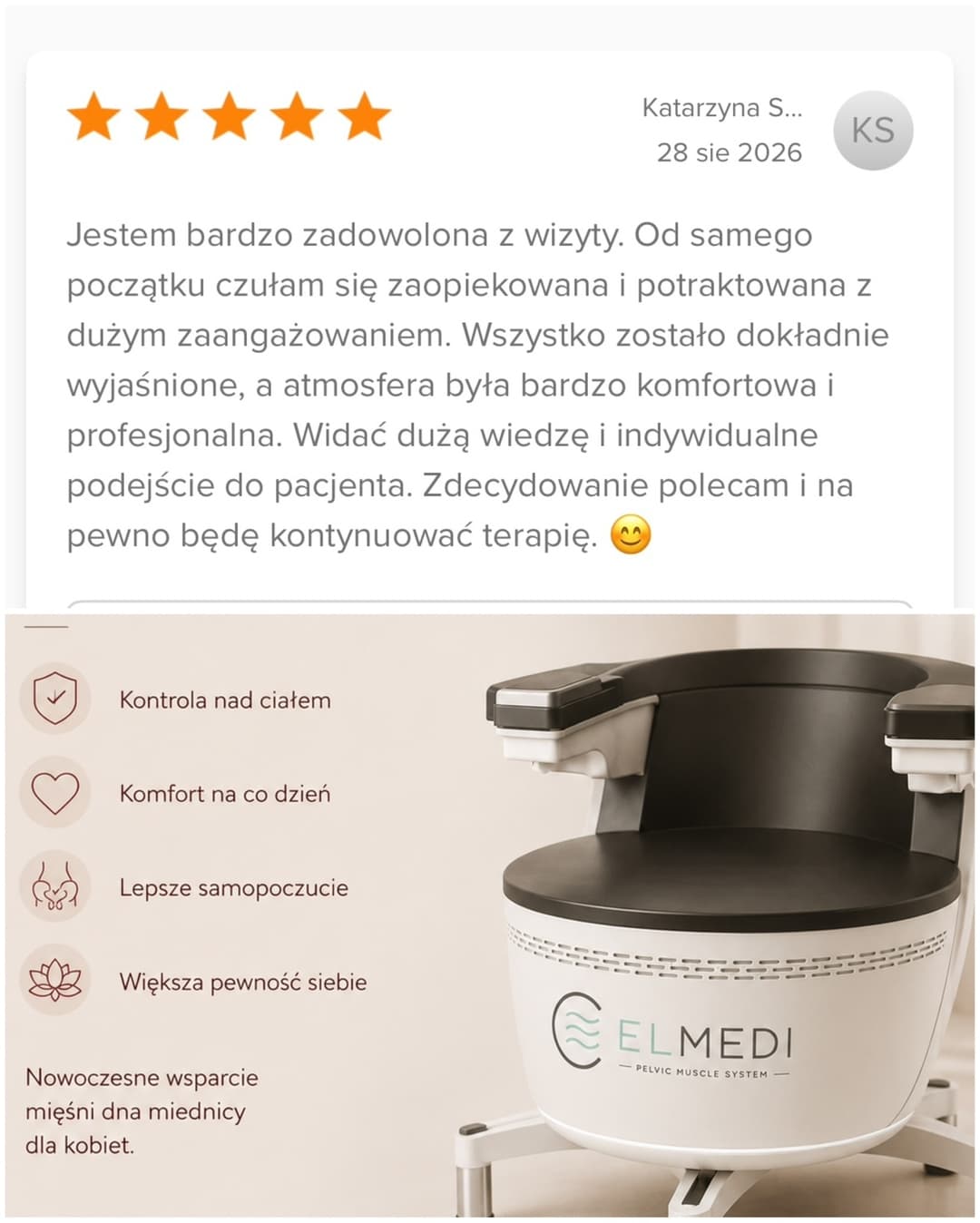 Terapia nietrzymania moczu z wykorzystaniem fotela wytwarzającego pole elektromagnetyczne